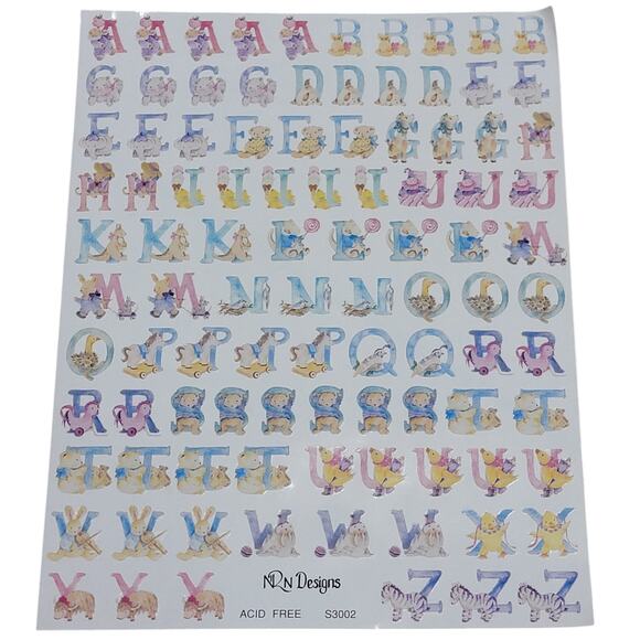 NRN Designs Alphabet Stickers Baby Animals 2 Sheets S3002 Scrapbooking Crafts - Picture 2 of 3